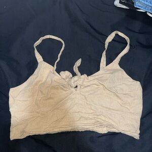Tan Knotted Crop Top